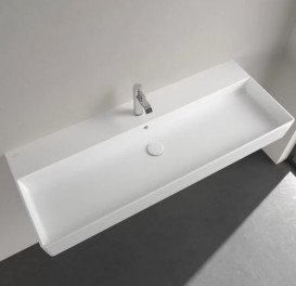 Раковина Villeroy & Boch Memento 2.0 120х47 см с переливом TitanCeram CeramicPlus каменный белый 4A22C5RW