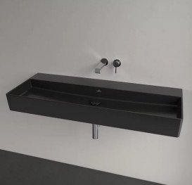 Раковина Villeroy & Boch Memento 2.0 120х47 см без переливу TitanCeram CeramicPlus Ebony (чорний матовий) 4A22C3S5