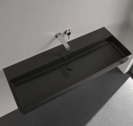 Раковина Villeroy & Boch Memento 2.0 120х47 см без переливу TitanCeram CeramicPlus Ebony (чорний матовий) 4A22C3S5