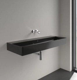 Раковина Villeroy & Boch Memento 2.0 120х47 см без переливу TitanCeram CeramicPlus Ebony (чорний матовий) 4A22C3S5