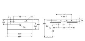 Раковина Villeroy & Boch Memento 2.0 120х47 см без перелива шлифованная TitanCeram CeramicPlus каменный белый 4A22CGRW