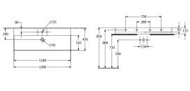 Раковина Villeroy & Boch Memento 2.0 120х47 см без перелива шлифованная TitanCeram CeramicPlus альпийский белый 4A22CHR1