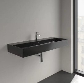 Раковина Villeroy & Boch Memento 2.0 120х47 см без перелива шлифованная TitanCeram CeramicPlus Ebony (черный матовый) 4A22CHS5
