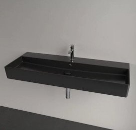 Раковина Villeroy & Boch Memento 2.0 120х47 см без перелива шлифованная TitanCeram CeramicPlus Ebony (черный матовый) 4A22CHS5