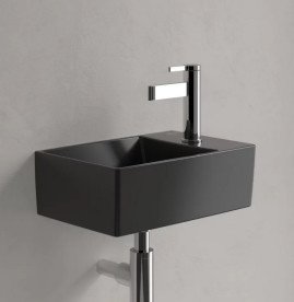 Раковина Villeroy & Boch Memento 2.0 40х26 см без перелива шлифованная TitanCeram CeramicPlus Ebony (черный матовый) 43234GS5