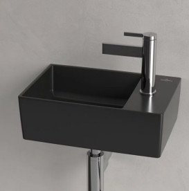 Раковина Villeroy & Boch Memento 2.0 40х26 см без перелива шлифованная TitanCeram CeramicPlus Ebony (черный матовый) 43234GS5