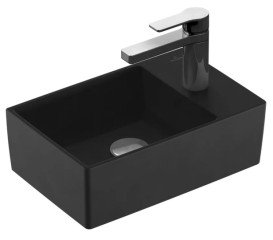 Раковина Villeroy & Boch Memento 2.0 40х26 см без перелива шлифованная TitanCeram CeramicPlus Ebony (черный матовый) 43234GS5