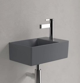 Раковина Villeroy & Boch Memento 2.0 40х26 см без перелива шлифованная TitanCeram CeramicPlus графит 43234GI4