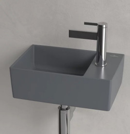 Раковина Villeroy & Boch Memento 2.0 40х26 см без перелива шлифованная TitanCeram CeramicPlus графит 43234GI4