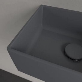 Раковина Villeroy & Boch Memento 2.0 40х26 см без перелива шлифованная TitanCeram CeramicPlus графит 43234GI4