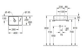 Раковина Villeroy & Boch Memento 2.0 40х26 см без перелива шлифованная TitanCeram CeramicPlus графит 43234GI4