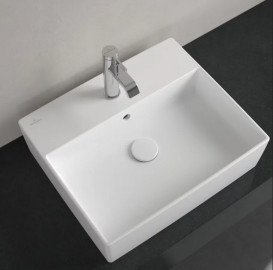 Раковина Villeroy & Boch Memento 2.0 50х42 см с переливом TitanCeram CeramicPlus каменный белый 4A0750RW