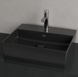 Раковина Villeroy & Boch Memento 2.0 50х42 см без переливу TitanCeram CeramicPlus Ebony (чорний матовий) 4A0751S5