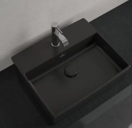 Раковина Villeroy & Boch Memento 2.0 50х42 см без переливу TitanCeram CeramicPlus Ebony (чорний матовий) 4A0751S5
