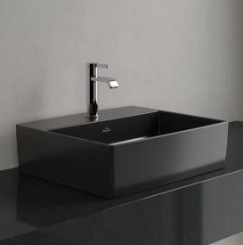 Раковина Villeroy & Boch Memento 2.0 50х42 см без переливу TitanCeram CeramicPlus Ebony (чорний матовий) 4A0751S5