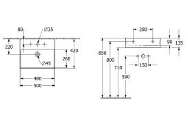 Раковина Villeroy & Boch Memento 2.0 50х42 см с переливом TitanCeram CeramicPlus Ebony (черный матовый) 4A2250S5