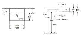 Раковина Villeroy & Boch Memento 2.0 50х42 см без перелива TitanCeram CeramicPlus альпийский белый 4A2253R1