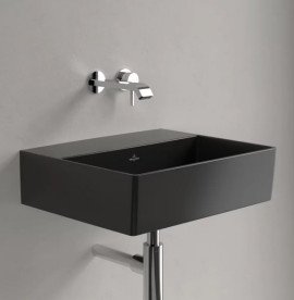 Раковина Villeroy & Boch Memento 2.0 50х42 см без перелива TitanCeram CeramicPlus Ebony (черный матовый) 4A2253S5