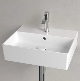 Раковина Villeroy & Boch Memento 2.0 50х42 см із переливом шліфована TitanCeram CeramicPlus альпійський білий 4A225GR1