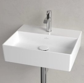 Раковина Villeroy & Boch Memento 2.0 50х42 см без перелива шлифованная TitanCeram CeramicPlus каменный белый 4A225LRW