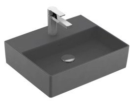 Раковина Villeroy & Boch Memento 2.0 50х42 см без перелива шлифованная TitanCeram CeramicPlus графит 4A225LI4