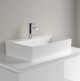 Раковина Villeroy & Boch Memento 2.0 60х42 см без перелива TitanCeram CeramicPlus каменный белый 4A0761RW