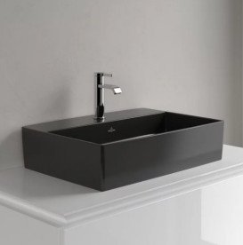 Раковина Villeroy & Boch Memento 2.0 60х42 см без переливу TitanCeram CeramicPlus Ebony (чорний матовий) 4A0761S5