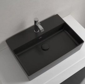Раковина Villeroy & Boch Memento 2.0 60х42 см без переливу TitanCeram CeramicPlus Ebony (чорний матовий) 4A0761S5