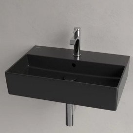 Раковина Villeroy & Boch Memento 2.0 60х42 см с переливом TitanCeram CeramicPlus Ebony (черный матовый) 4A2260S5