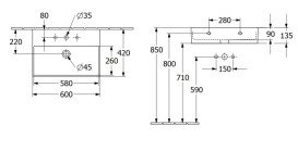 Раковина Villeroy & Boch Memento 2.0 60х42 см без перелива TitanCeram CeramicPlus альпийский белый 4A2261R1