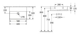 Раковина Villeroy & Boch Memento 2.0 60х42 см без переливу TitanCeram CeramicPlus Ebony (чорний матовий) 4A2263S5