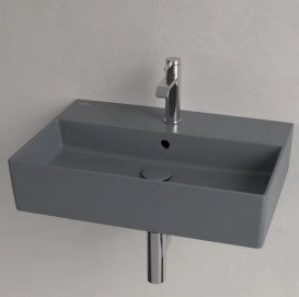 Раковина Villeroy & Boch Memento 2.0 60х42 см з переливом шліфована TitanCeram CeramicPlus графіт 4A226GI4