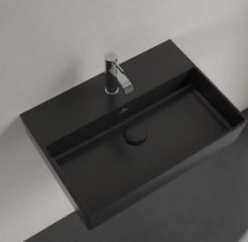 Раковина Villeroy & Boch Memento 2.0 60х42 см без переливу шліфована TitanCeram CeramicPlus Ebony (чорний матовий) 4A226LS5