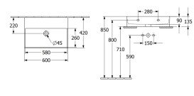 Раковина Villeroy & Boch Memento 2.0 60х42 см без переливу шліфована TitanCeram CeramicPlus кам'яний білий 4A226FRW