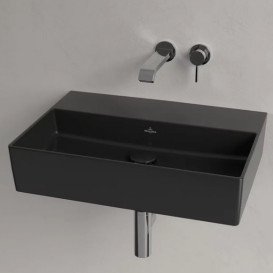 Раковина Villeroy & Boch Memento 2.0 60х42 см без перелива шлифованная TitanCeram CeramicPlus Ebony (черный матовый) 4A226FS5