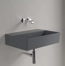 Раковина Villeroy & Boch Memento 2.0 60х42 см без перелива шлифованная TitanCeram CeramicPlus графит 4A226FI4