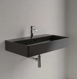 Раковина Villeroy & Boch Memento 2.0 80х47 см с переливом TitanCeram CeramicPlus Ebony (черный матовый) 4A2280S5