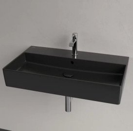 Раковина Villeroy & Boch Memento 2.0 80х47 см с переливом TitanCeram CeramicPlus Ebony (черный матовый) 4A2280S5