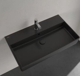 Раковина Villeroy & Boch Memento 2.0 80х47 см с переливом TitanCeram CeramicPlus Ebony (черный матовый) 4A2280S5