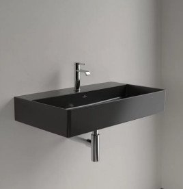 Раковина Villeroy & Boch Memento 2.0 80х47 см без перелива TitanCeram CeramicPlus Ebony (черный матовый) 4A2281S5