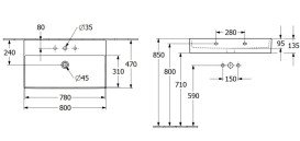 Раковина Villeroy & Boch Memento 2.0 80х47 см без перелива TitanCeram CeramicPlus Ebony (черный матовый) 4A2281S5