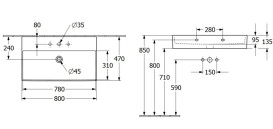 Раковина Villeroy & Boch Memento 2.0 80х47 см без переливу TitanCeram CeramicPlus графіт 4A2281I4