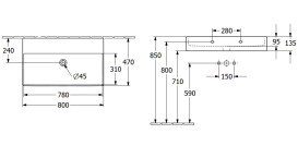 Раковина Villeroy & Boch Memento 2.0 80х47 см без перелива TitanCeram CeramicPlus каменный белый 4A2283RW