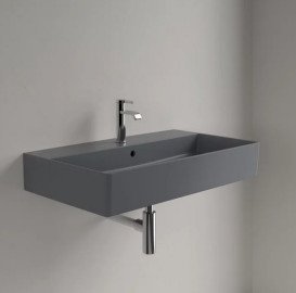 Раковина Villeroy & Boch Memento 2.0 80х47 см з переливом шліфована TitanCeram CeramicPlus графіт 4A228GI4