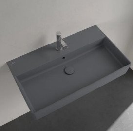 Раковина Villeroy & Boch Memento 2.0 80х47 см з переливом шліфована TitanCeram CeramicPlus графіт 4A228GI4