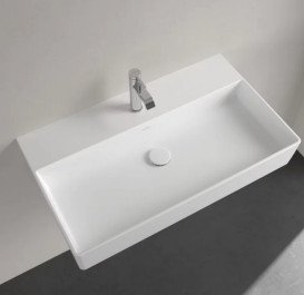 Раковина Villeroy & Boch Memento 2.0 80х47 см без перелива шлифованная TitanCeram CeramicPlus каменный белый 4A228LRW