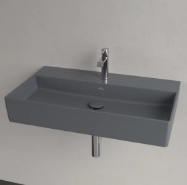 Раковина Villeroy & Boch Memento 2.0 80х47 см без переливу шліфована TitanCeram CeramicPlus графіт 4A228LI4
