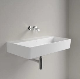 Раковина Villeroy & Boch Memento 2.0 80х47 см без перелива шлифованная TitanCeram CeramicPlus каменный белый 4A228FRW