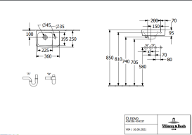 Раковина Villeroy & Boch O.novo 36х25 см кран справа санитарная керамика альпийский белый 43433601