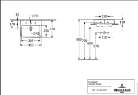 Раковина Villeroy & Boch O.novo 45х37 см шлифованная санитарная керамика альпийский белый 43444GT2